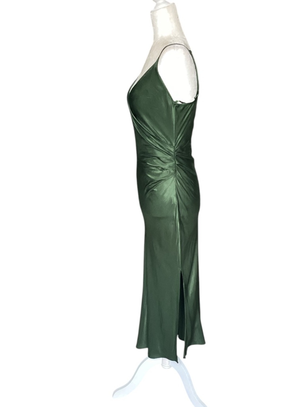 Zara Satin Effect Draped Ruched Midi Camisole Slip Dress - Medium - Picture 3 of 11